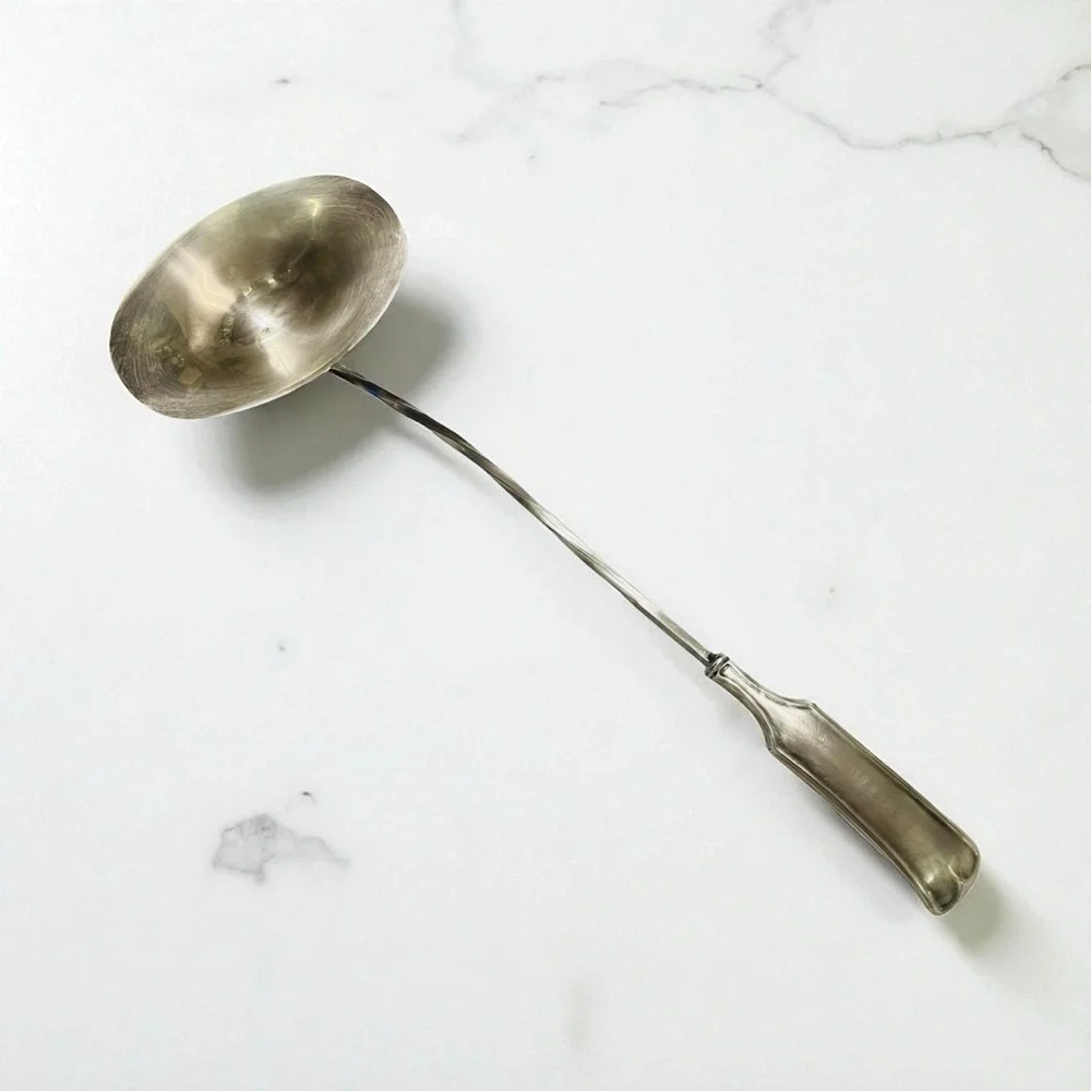 Vintage Silverplate Double Spout Punch Soup Ladle Twisted Handle 16